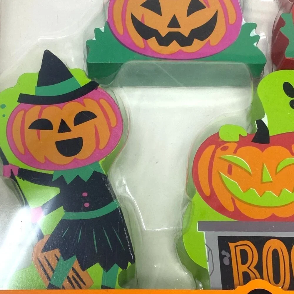 Target Hyde & EEK! Wood Pumpkins Mini Mantel Halloween Decorative Figurine Set